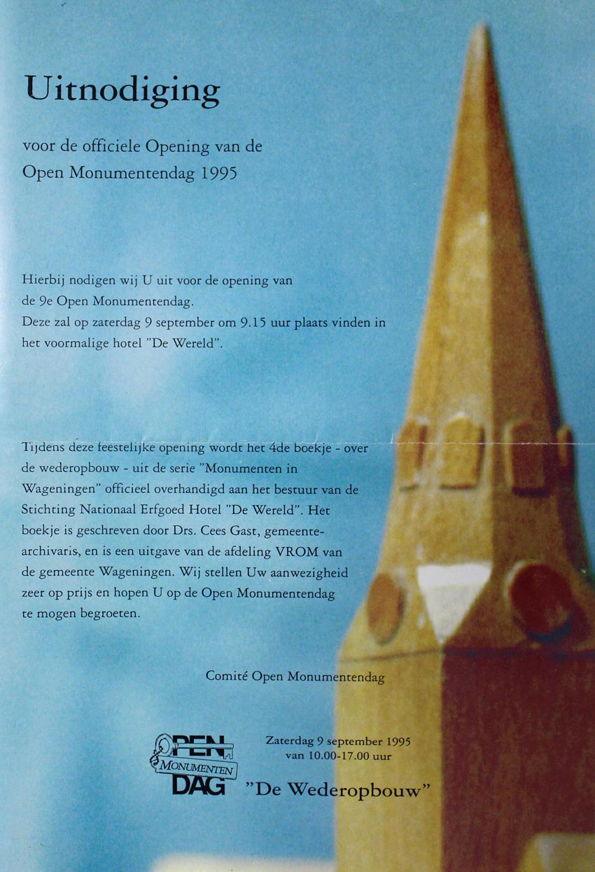 Uitnodiging Open Monumentendag 1995